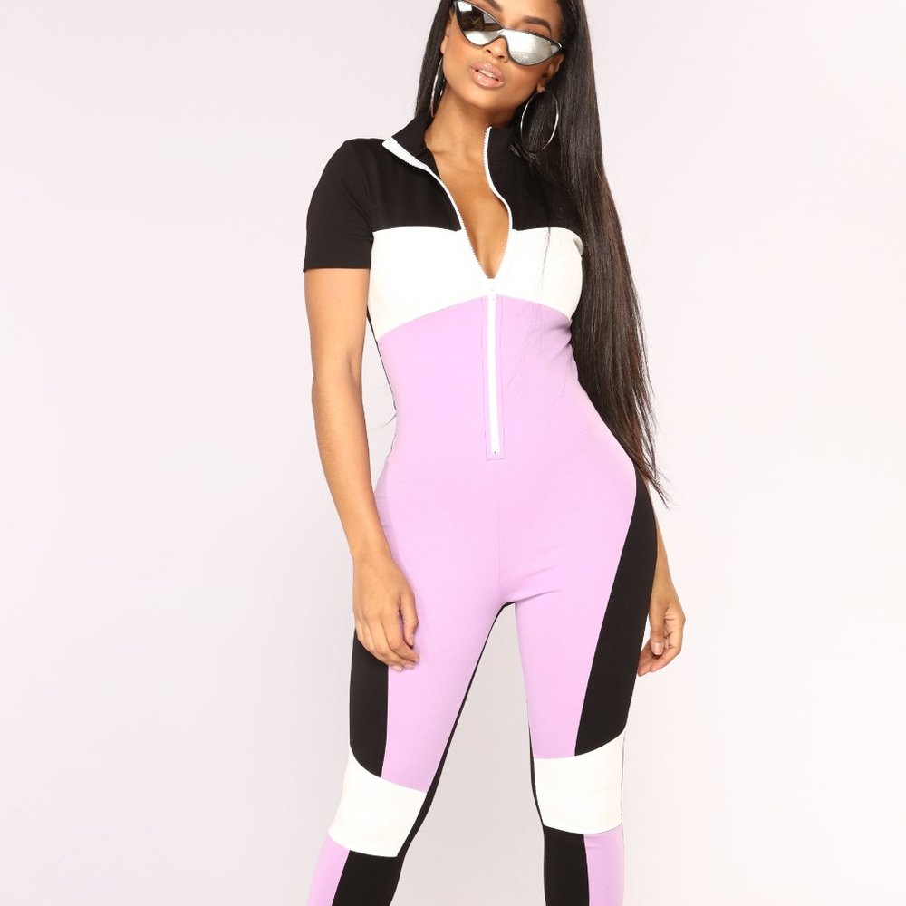 Fashion Nova Color Block Jumpsuit Medium